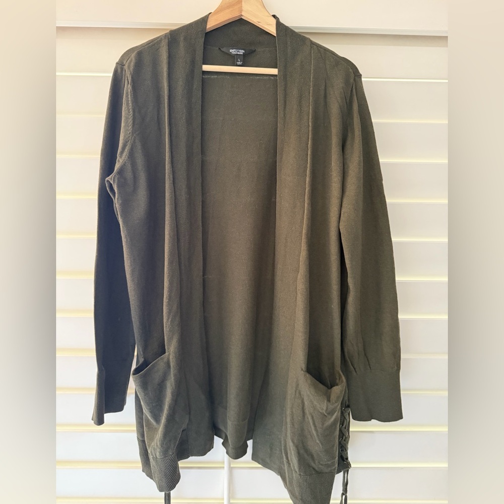 Simply Vera Vera Wang Dark Olive Cardigan